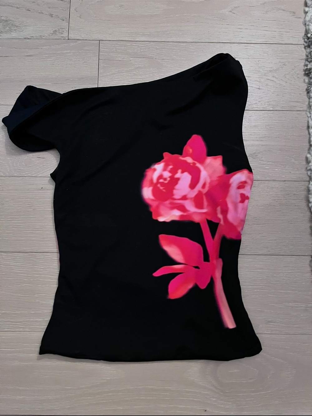 Khy Kylie Jenner One-Shoulder Women's Top with Pink Floral Print Size Small